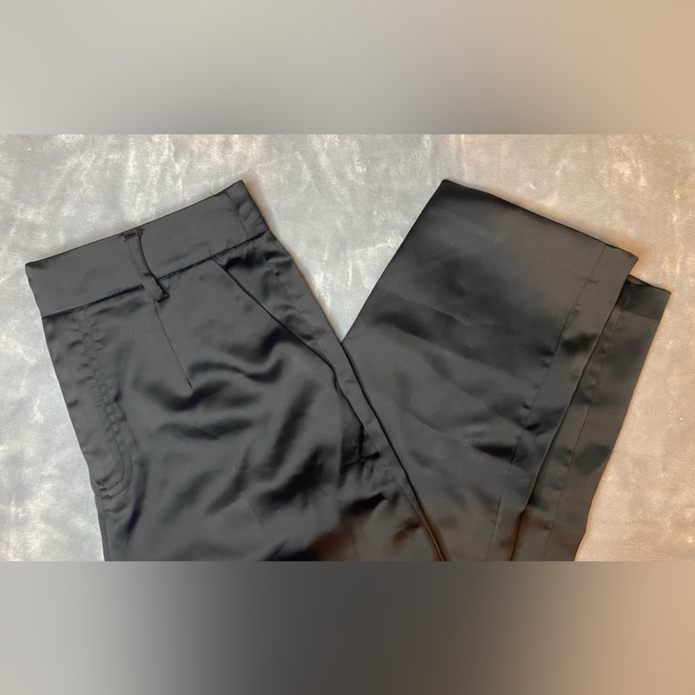 Forever 21 Black Satin Straight-Leg Trousers